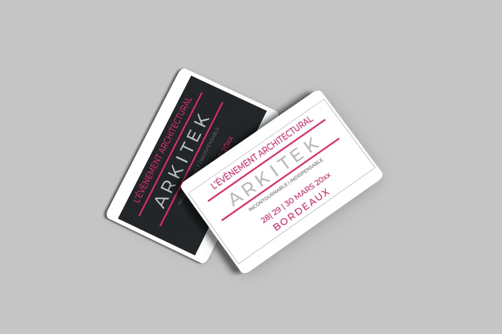Cartes d'invitation de l'évènement Arkitek, design graphique par Ambre, Bordeaux