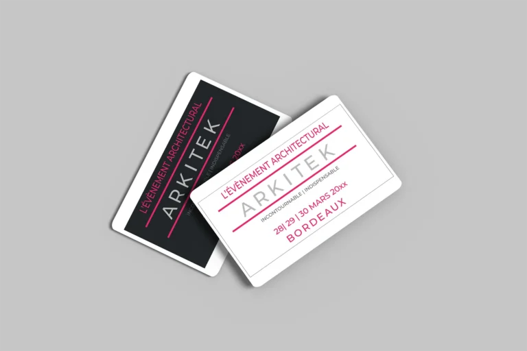Cartes d'invitation de l'évènement Arkitek, design graphique par Ambre, Bordeaux