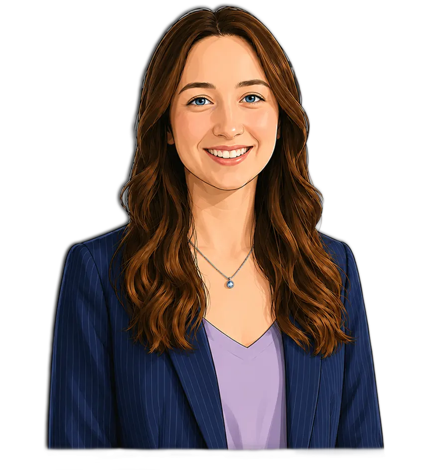 Portrait illustré d'Ambre, Conceptrice Designer UI basée à Bordeaux