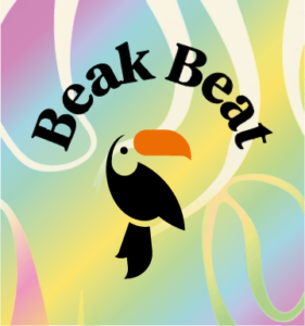 Logo Beak Beat coloré, mascotte toucan, design par Ambre
