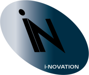 Logo i-Novation sur fond blanc, identité de marque conçue par Ambre