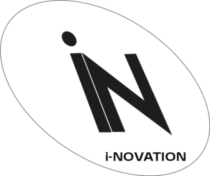 Logo i-Novation sur fond blanc, identité de marque conçue à Bordeaux par Ambre design