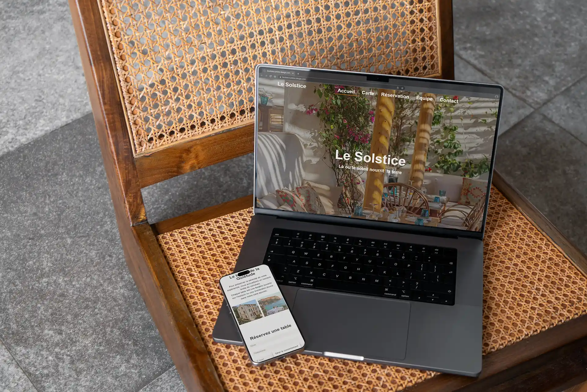 Mockup du site Le Solstice design UI responsive par Ambre