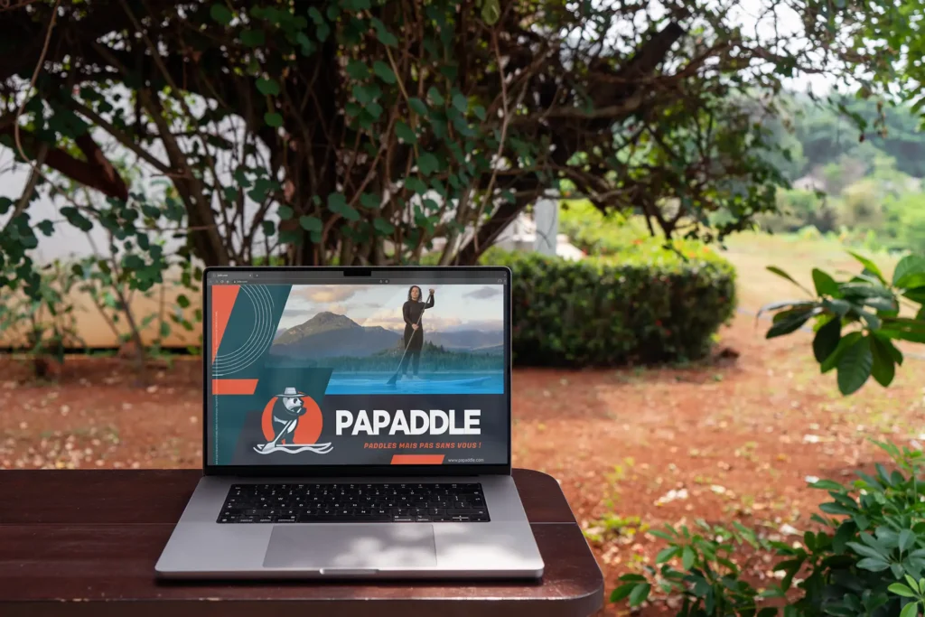 Mockup du site Papaddle, design UI et identité visuelle par Ambre