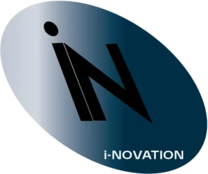 Logo i Novation sur fond blanc, identité de marque conçue par Ambre